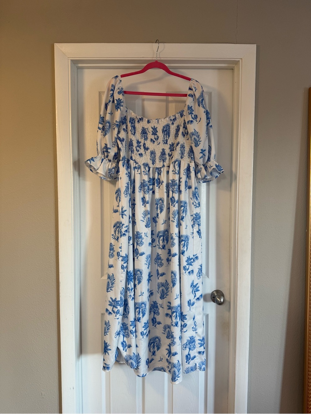 SHEIN 4x, Blue Floral Smocked Midi Dress - Women